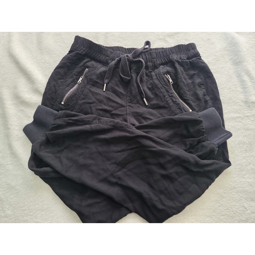 Converse One Star Black Jogger Pants Small Rayon Zipper Pockets